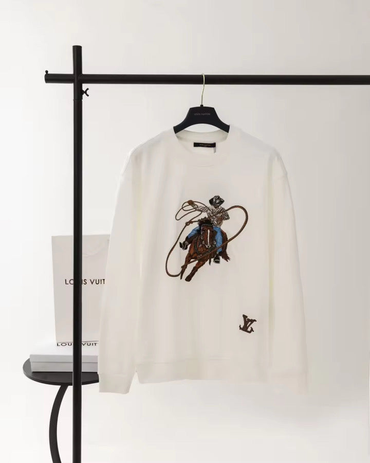 Sudadera Louis Vuitton Blanca con Bordado Cowboy