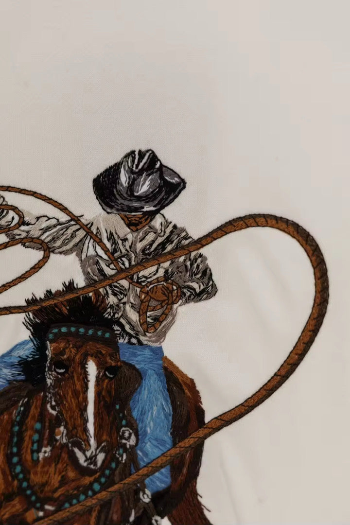 Sudadera Louis Vuitton Blanca con Bordado Cowboy