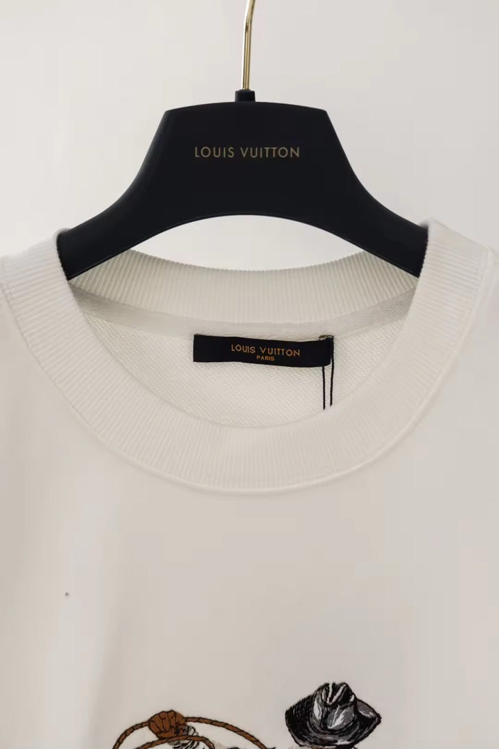 Sudadera Louis Vuitton Blanca con Bordado Cowboy
