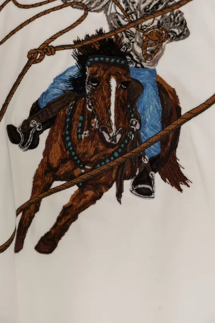 Sudadera Louis Vuitton Blanca con Bordado Cowboy