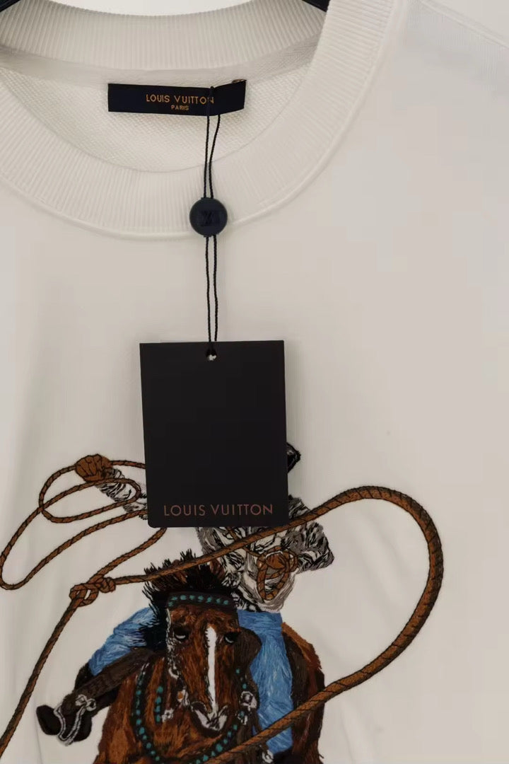 Sudadera Louis Vuitton Blanca con Bordado Cowboy