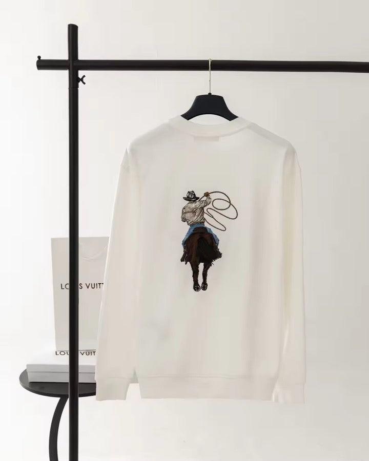 Sudadera Louis Vuitton Blanca con Bordado Cowboy